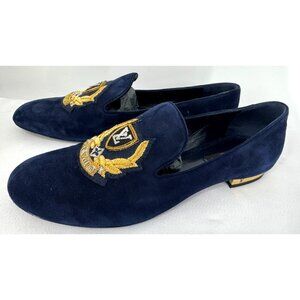 LOUIS VUITTON AUTEUIL Navy Blue Luxury Velvet Loafers Shoes Flats Sz 39 Sz 8 USA